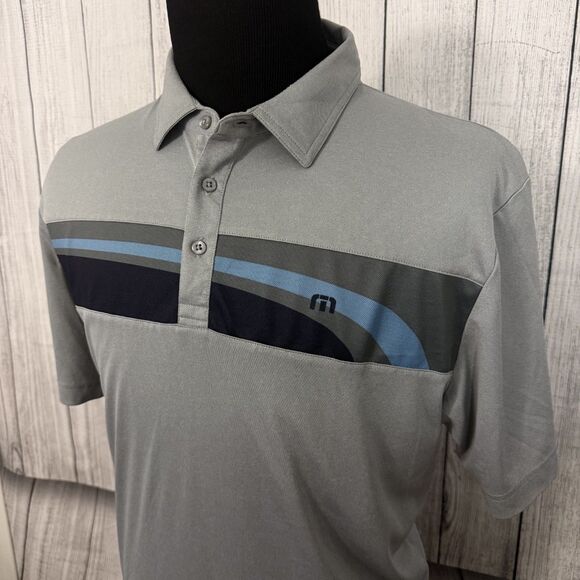 Travis Mathew Men's Large Gray Short Sleeve Polyester Polo Golf Shirt - Picture 2 of 7